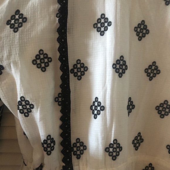 Anthropologie Francine Eyelet Mini Dress Tunic white black Embroidered LP NWOT - Picture 3 of 11